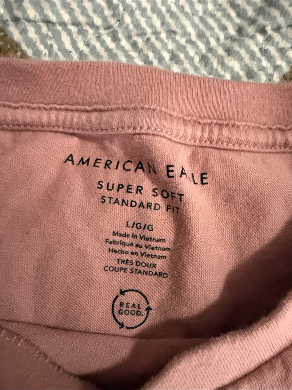 American Eagle Outfitters Dusty Pink Mens Graphic Crew Tee size large - Picture 2 of 3